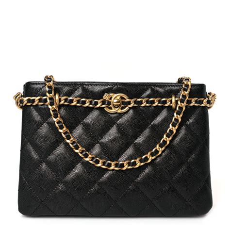 chanel caviar shoulder bag|CHANEL Caviar Quilted Camellia Small Shopping Bag Black .